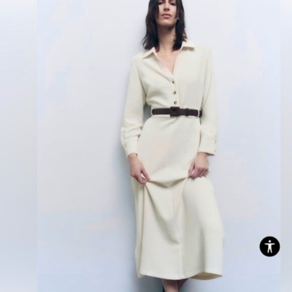 Zara belted crepe midi dress - Picture 1 of 6